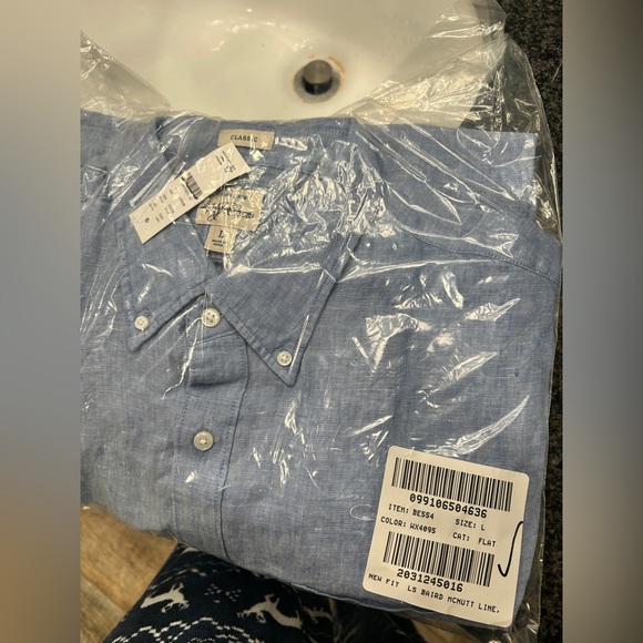 J. Crew Men's Baird McNutt Irish Linen Shirt Blue Size L NWOT - Picture 13 of 13